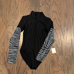 Black and Gray Zebra Print Women's Bodysuit